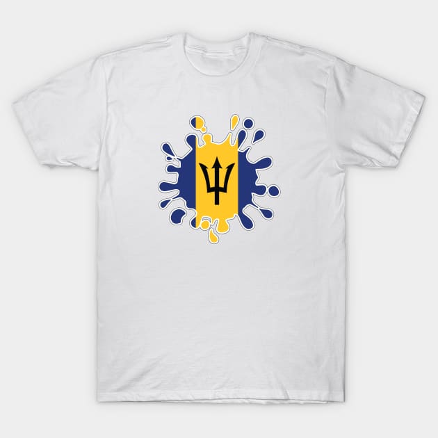 Barbados National Flag Paint Splash T-Shirt by IslandConcepts